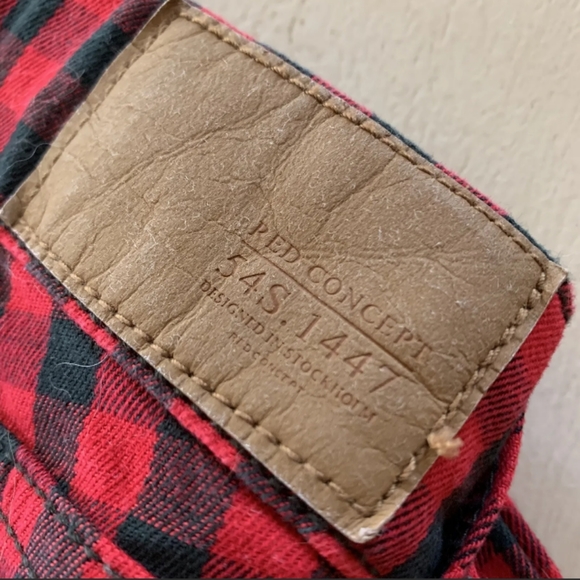 Divided H&M Red Black Buffalo Check Skinny Stretch Pants H&M 8 - Picture 6 of 9